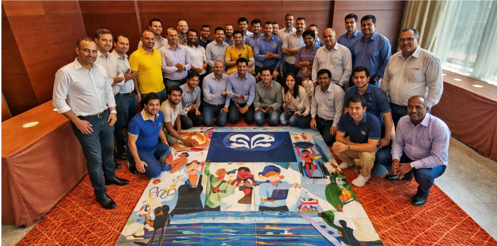Team connecting beyond roles during a SynkroSynergy activity